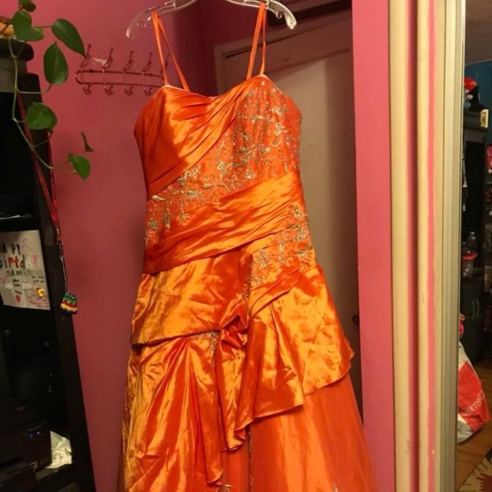 Orange quinceañera dress.